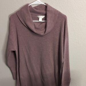 CJ Banks Dusty Mauve Cowl Neck Sweater